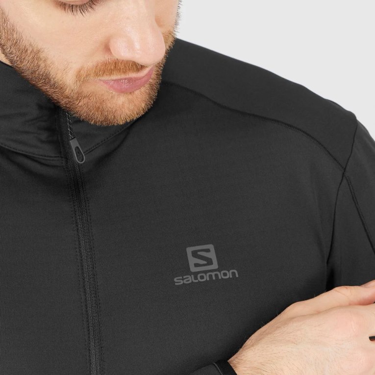 Salomon Essential Lightwarm Half Zip Men's Sweatshirt Black | CA 38V1